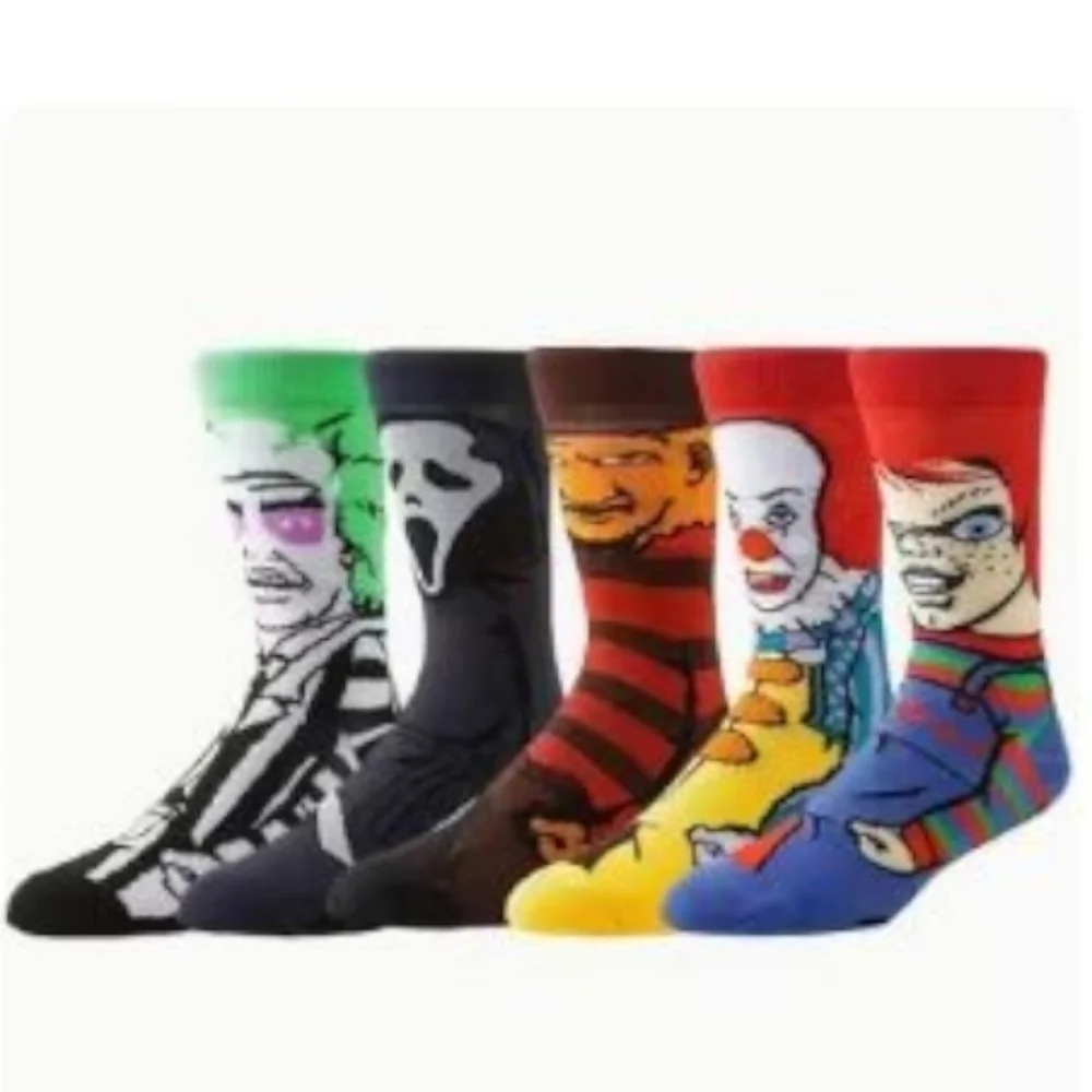 5 Pair Cartoon Character Anime Socks, Unisex Adult